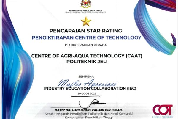 Pencapaian 1 Star Rating Centre Of Agri-Aqua Technology (CAAT)