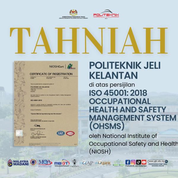 Pensijilan ISO OHSMS daripada NIOSH